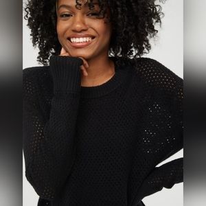 Aerie Offline Open Knit Sweater Black Size XS